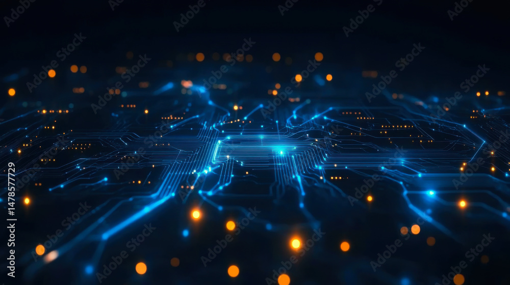 Fototapeta premium Abstract futuristic - Molecules technology with polygonal shapes on dark blue background