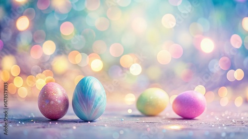 Minimalist Abstract Easter Egg Bokeh Background - Pastel Spring Design