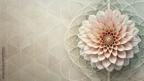 Minimalist Abstract Flower Scientific Illustration Pattern Design