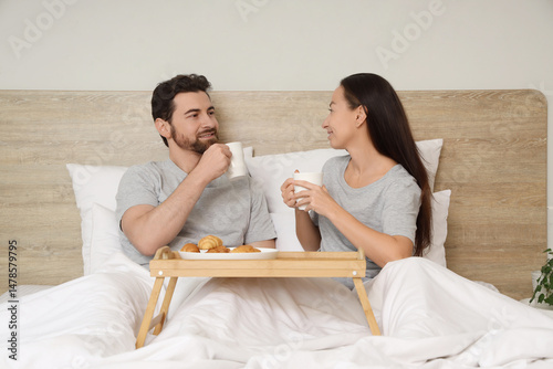 Morning of loving couple wi...