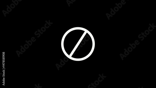 Do not circle shape icon animation with black backgroundAnimation of Stop sign icon notifications that do not do anything.Do Not red warning sign isolated.