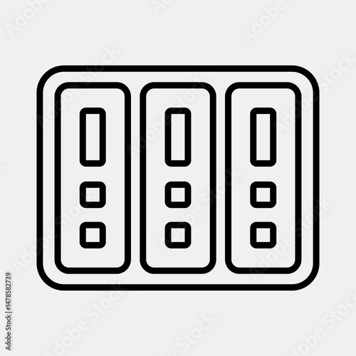 Icon data center. Computer components elements. Icon in line style.