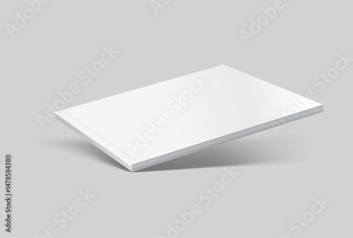 Vector realistic 3d landscape magazine mockup with white blank covers template on background. For the business presentation magazine, notebook, booklet, brochure, catalogue or a publisher advertising
