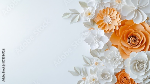 Elegant paper flowers in soft pastel colors