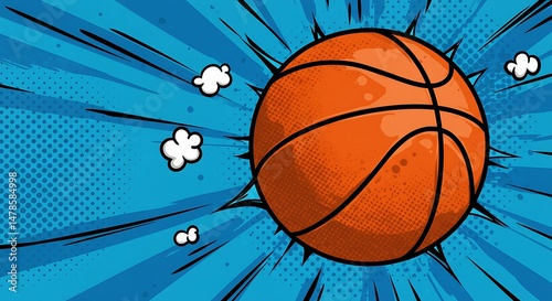 Dynamic Comic Book Style Basketball: Action-Packed Illustration