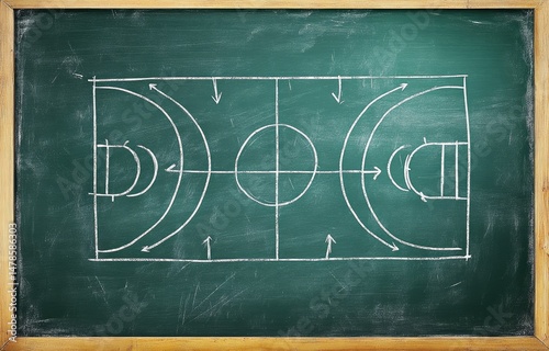 Basketball court drawn on a chalkboard (2)