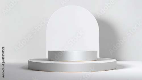 White podium product display stand for presentation and showcase minimal studio background for product placement