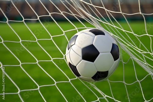 Goal! The Thrilling Moment Captured A Soccer Ball Finds the Back of the Net, Celebrating Victory and the Excitement of the Game.  A Stunning Image of Athletic Achievement.