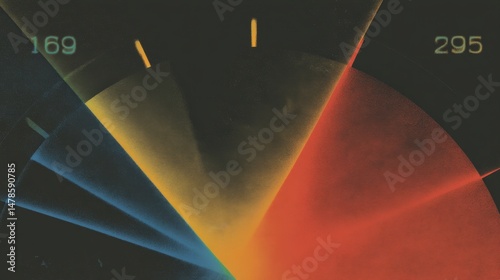 Abstract Radar Display: An enigmatic visualization of data, with radiating lines and arcs of color, hinting at unseen processes and information flow.