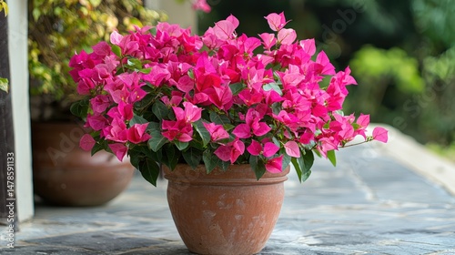 Bougainvillea in full bloom on a patio