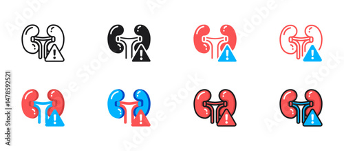 Kidney injury medical icon representing renal damage, disease, or failure. Ideal for healthcare, hospital, anatomy, nephrology, and medical education designs.