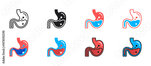 Stomach disease icon showing abdominal pain and digestive problems. Ideal for medical, healthcare, anatomy, and gastroenterology illustrations in flat vector style.