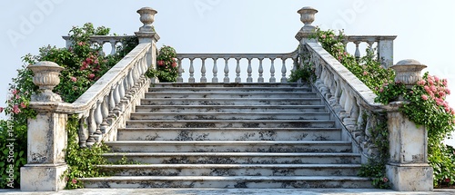 Elegant stone steps with floral embellishment