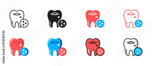 Dental disease icon showing infected tooth and gums, ideal for dental care, toothache, oral health, cavities, dentistry, and medical illustration themes.