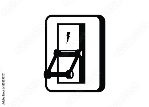 Circuit breaker with handle. Simple illustration in black and white.