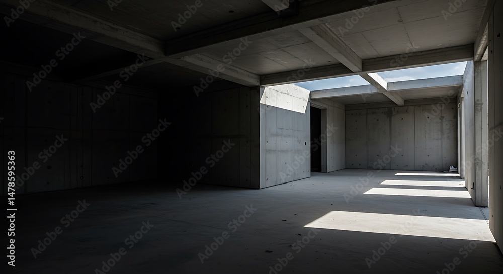 Obraz premium Private house construction, monolithic frame construction, empty room