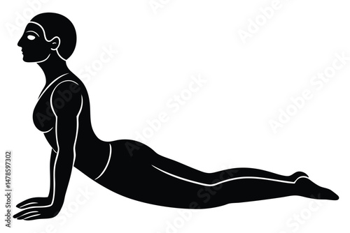 Cobra Pose Bhujangasana Yoga Asana Silhouette Backbend Illustration