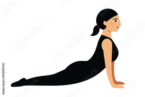 Cobra Pose Bhujangasana Yoga Asana Silhouette Stretch Illustration