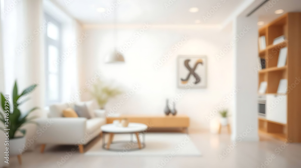 Fototapeta premium Modern and bright interior design of a living room with minimalist style