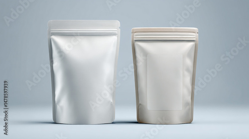 White stand up pouch mockup for food packaging branding presentation and product display design template