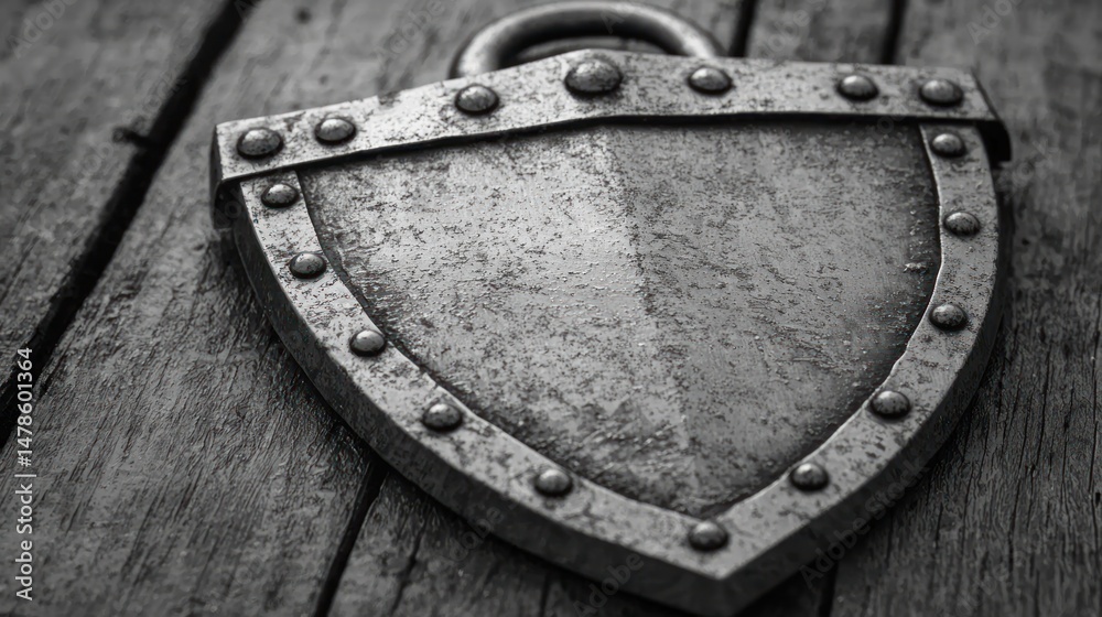 Naklejka premium Cybersecurity logo with a shield and lock