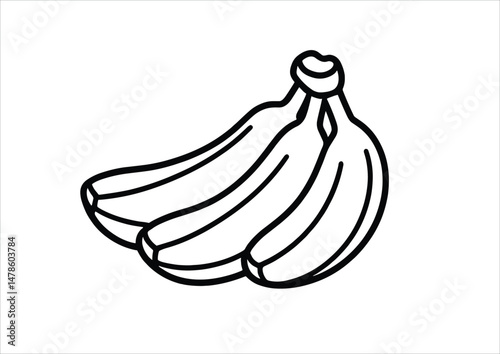 Bunch of Bananas Coloring Page – A4 Printable Black and White Fruit Illustration