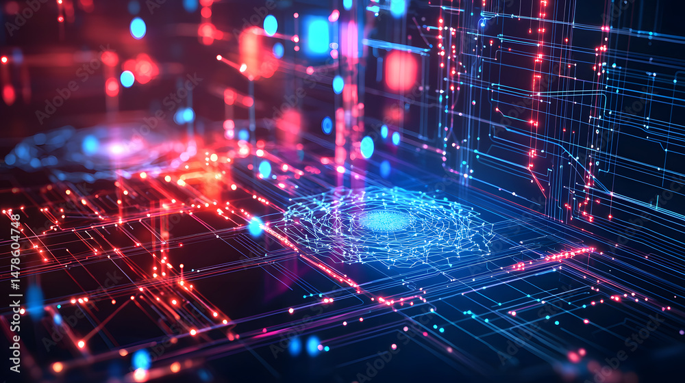 Obraz premium Visualizing the machine learning process with neural diagrams in technology environments