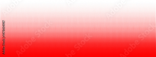Red color halftone gradient texture. Vanishing cartoon polka dot background. Repeating dotted gradation pattern. Fading comic pop art overlay backdrop. Raster halftone effect wallpaper. Vector