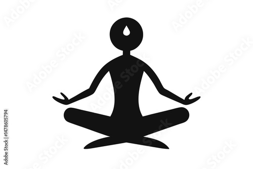 Black Silhouette Indigenous Wellness Yoga Style Concept Illustration
