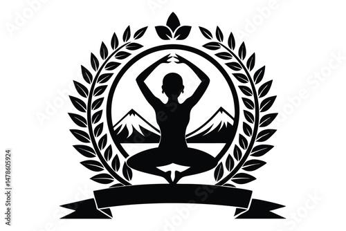 Black Silhouette International Yoga Style Concept Illustration
