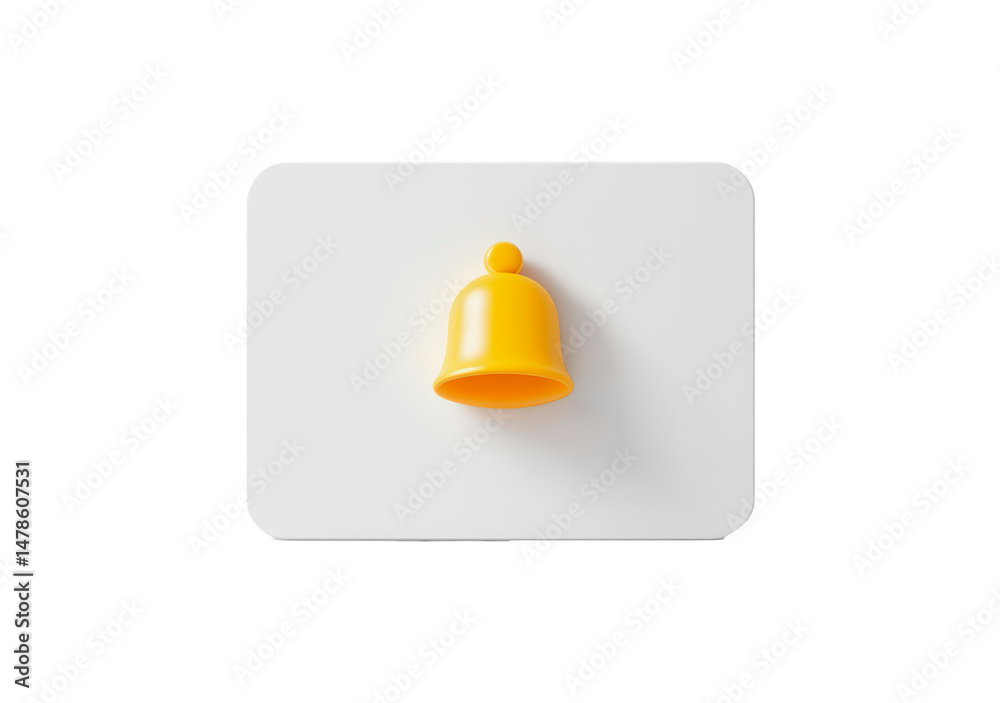 Fototapeta premium Notification bell on blank card isolated on transparent background