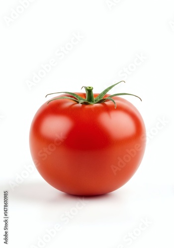 Fresh Tomato on White Background Close-up Food Photography