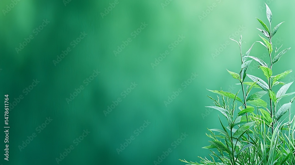 Obraz premium Lush green plants against a soft gradient background