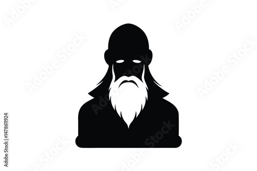 Black Silhouette of Sadhguru Inspired Yoga Style Illustration