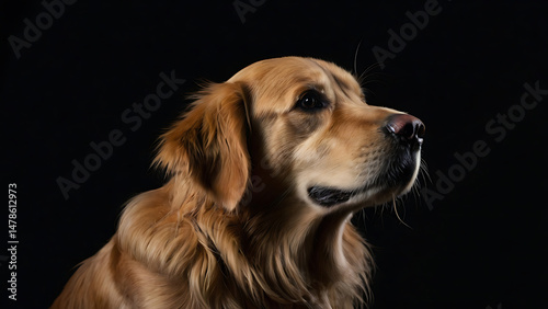 Wallpaper Mural Portrait of a beautiful golden retriever dog against a dark, elegant background. Torontodigital.ca