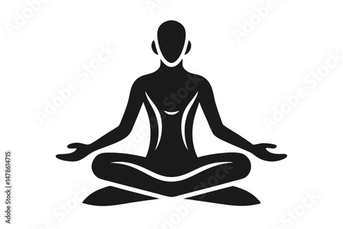 Black Silhouette Virtual Yoga Lessons in Cultural Wellness Style