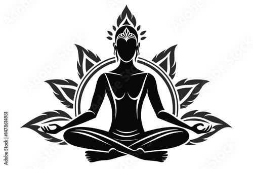 Black Silhouette Virtual Yoga Lessons in Cultural Wellness Style