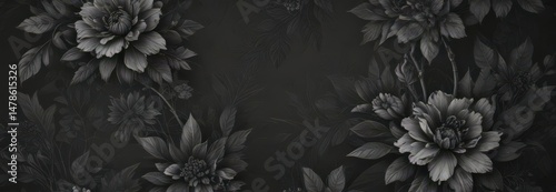 Wallpaper Mural Intricate charcoal floral wallpaper, abstract botanical design, dark grey, contemporary Torontodigital.ca