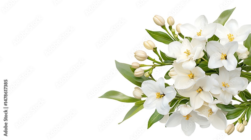 Obraz premium Elegant white floral arrangement with buds and leaves