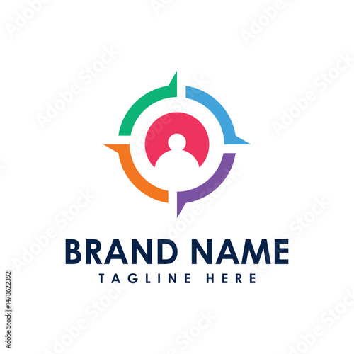 Logo navigation, Creative compass people logo design 
