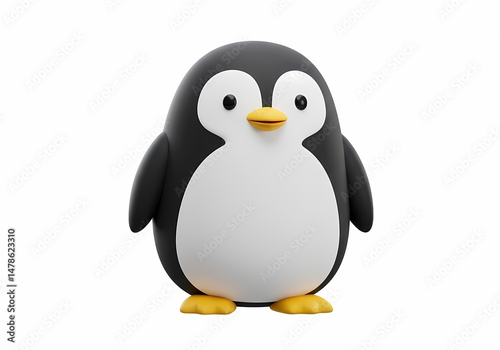 Fototapeta premium Cartoon Penguin Standing Cute Animal Illustration