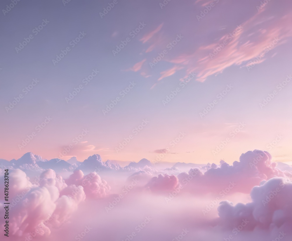 Obraz premium Dreamy pastel sky, cotton candy hues Soft, blurred gradient , pastel, cotton candy