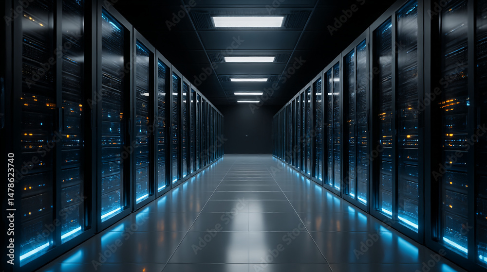 Fototapeta premium Data center server room hosting information technology it infrastructure network computing storage hardware