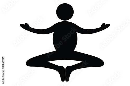 Black Silhouette Yoga for Stress Relief Style Vector Illustration