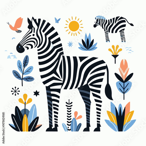 animal, zebra, nature, safari, black, wild, pattern, illustration, stripes, vector, africa, design, white, background, wildlife, zoo, african, abstract, print, striped, skin, fur, graphic, mammal, art