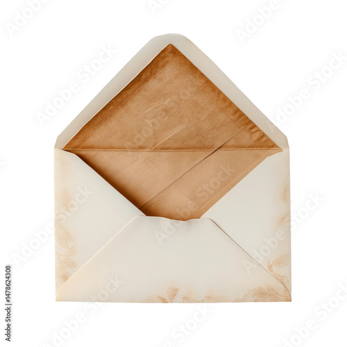 Vintage Envelope opened on the table, revealing the worn inner pages