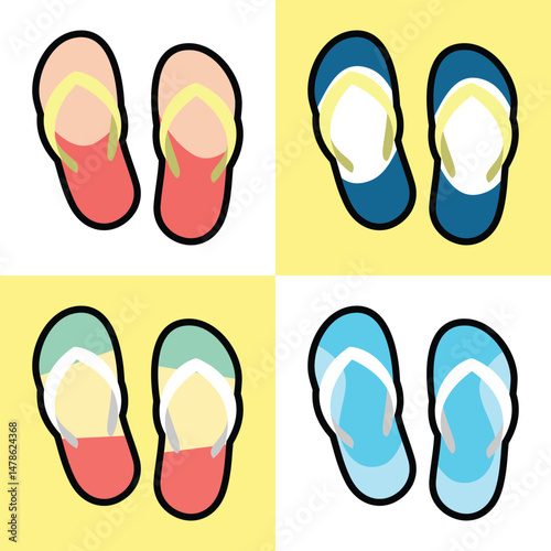 sandal 6.epsA set of unique pairs of colorful flip-flops, perfect for summer vibes and carefree days	
