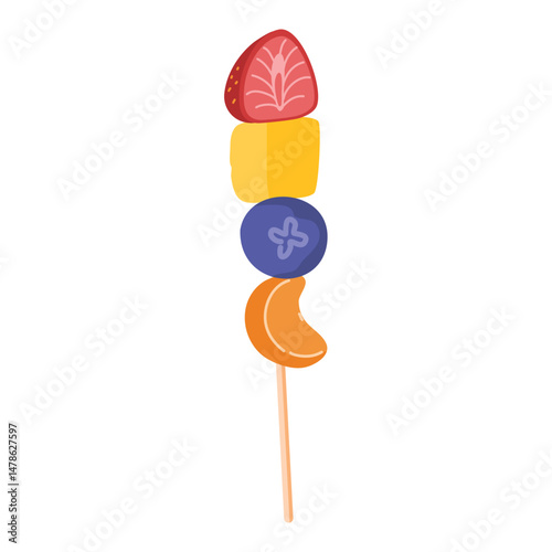 Colorful Fruit Brochette Sticks illustration