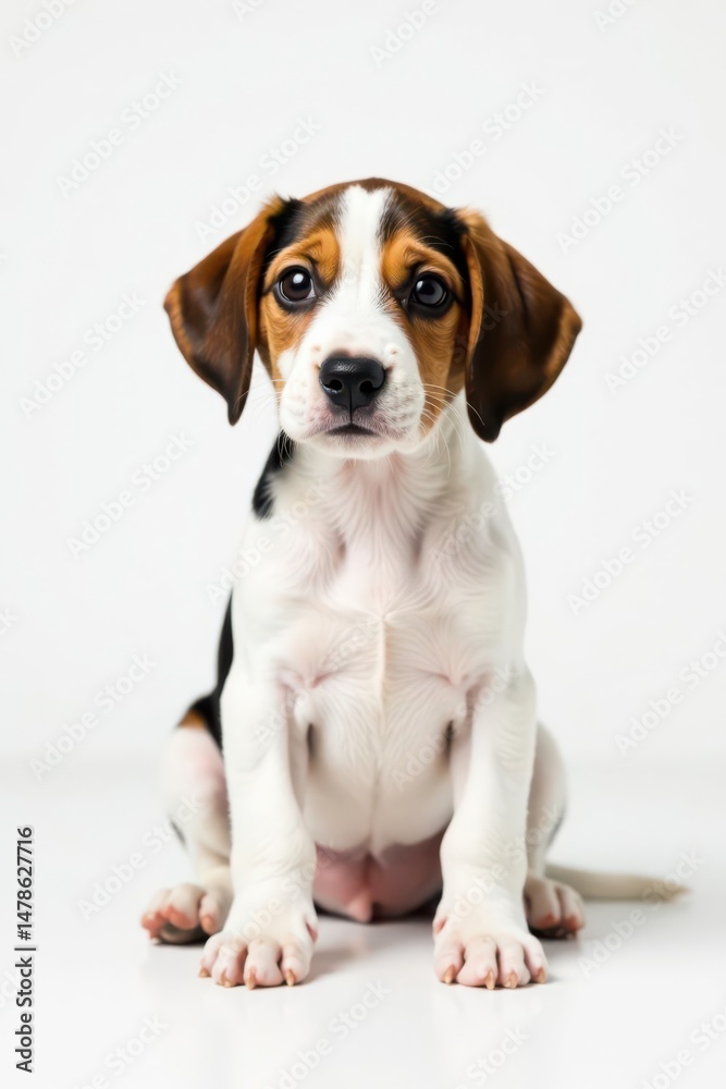 Adorable Beagle Puppy Posing for a Studio Portrait Against a White Background Adorable Beagle Puppy Posing for a Studio Portrait Against a White Background