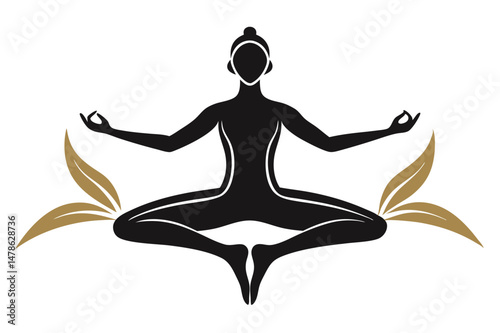 Black Silhouette Yoga Photography Contest Vector Illustration